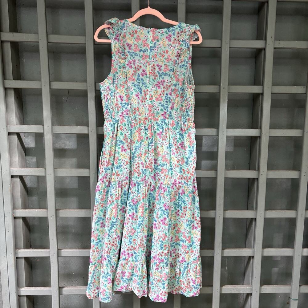 J.CREW Floral Tiered Ruffle V-Neck Sleeveless Midi Sundress 12 Cottagecore - Picture 3 of 8